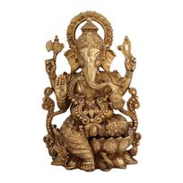 Mangalkari Ganesha Brass Statue, Ganesh, Gajanan Ji Idol Big Size - 11.5 Inches