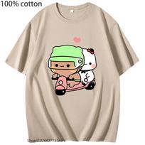 Cartoon Bubu and Dudu T-Shirts Panda Bear Graphic Clothes Women Kawaii Print Tee Summer Cotton Tshirt Men Casual Girl Shirt S