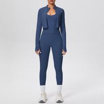 Sexy Strappy Tank & Zipper Jacket with High-waisted Nude Yoga Pants - Skin-friendly & Perfect for Fitness Small