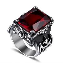 2026 European and American Fashion Cross Ruby Titanium Steel Ring Men's Retro Ring Jewelry 7