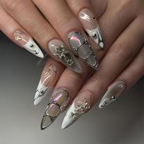 Waterproof Almond False Nail Glamorouses Rhinestones Press On Nail For Parties Event 1