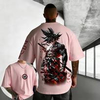 Dragon Ball Trendy Hot Items  2026 Summer Oversized Tshirt High Quality Goku Samurai Kanji Print Retro Y2K Tee for Adults Kids S