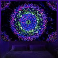 VIKAMA Neon Illusion Hamsa Hand Tapestry Cosmic Nebula All Seeing Eye Meditation Room Bohemian Bedroom Home Decor Tapestry 74x94cm(29x37in)