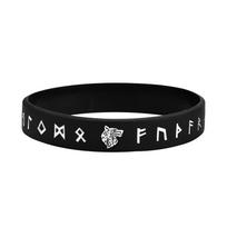 Vnox Dropship 1/2/3/4 Pcs Norse Viking Wolf Bracelet for Men,Black/White Nordic Runes Silicone Rubber Band Wristband Bangle 20cm