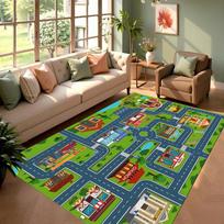 Dynamic Racing Track Game Carpet Race Circuit Area Rug Non Slip Floor Mat for Kids Room Playroom Home Decoration Bedroom Decor 40x60cm
