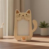 Animal Shaped Picture Frame Wooden Desktop Photo Wood Texture Cute Bear Holder for