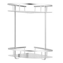 Two Layer Corner Shower Shelf Silver Bathroom Corner Shelf Durable Shower Shelf Rack  Space Saving