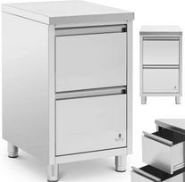Royal Catering Laisvai pastatoma maitinimo spinta su 2 stalčiais, PLIENAS, 50 x 60 x 87 cm