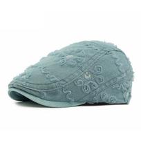 Summer Hat Women's Beret British Vintage Progressive Hat Lace Sequins Peaked Cap Painted Hat šviesiai mėlyna spalva
