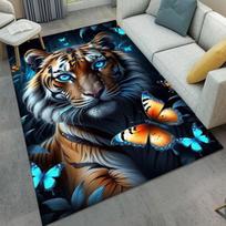 3D Tiger and Butterfly Print Area Rug Floor Mat for Bedroom Living Room Dining Room Bathroom Home Carpet Tiger Butterfly Mat 50X80CM