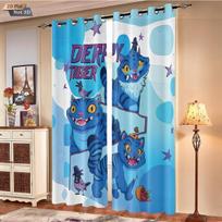 2Pcs K-Pop Demon Hunters Print Perforated Blackout Curtains Multiple Size Living Room Insulation Decoration Machine Washable 140x160&Grommet Top