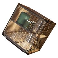 Cup Storage Rack Dustproof Stackable Plastic Clear Cup Organizer Box for Cabinet Desktop Medium Black