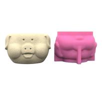 Durable 3D Silicone Mold Silicone Casting Mould Cute Pig Shape Silicone Craft Molds for Making Concrete Resin Flowerpot 1
