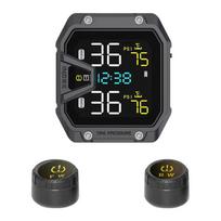 RR-Motorcycle TPMS Tire Pressure Monitoring System Motorcycle Wireless Tire Pressure Monitor With 2 Sensors External Black External