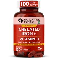 Carbamide Forte chelatinio geležies papildas moterims ir vyrams su folio rūgštimi 100 augalinių tablečių