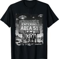 Aliens Group Photo Entering Area 51 Funny UFO UAP Conspiracy T-Shirt S juoda