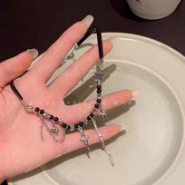 High-End Black Star Beaded Choker Necklace for Women - Elegant, Versatile Clavicle Chain KTJ