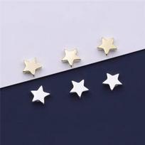 Silver Pentagram Spacer Beads, Smooth 6mm Star Beads, Jewelry DIY Handmade Materials 10 pcs 14k Gold 5mm Pentagram Spacer Beads