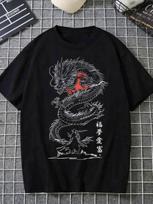 Dragon Totem Graphic Printed Oversized Y2k Men Women Short Sleeves Fashion Casual Cotton Streetwear Harajuku Female Male Clothing 4XL