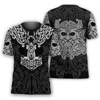 Viking Myth Totem 3D Printed Men's T-shirt Summer Casual Loose Short Sleeve Plus Size Men and Women's Tees Tops Outdoor Streetwear XXS