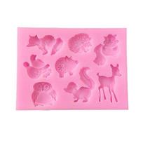Pelėda Voverė Elnias Silikono torto formavimas Fondant Candy Chocolate DIY kepimo įrankis rožinė