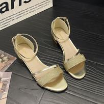 2025 summer new sandals women's fashion student bag heel one-word buckle Internet celebrity large size flat sandals women 35 auksas
