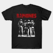 Men Black Print T-shirt Ramones No-Cut Heat Transfer Print Cotton Tshirt 4XL