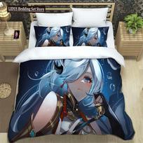 Anime Genshin Impact Bedding Set Boys Girls Twin Queen Size Duvet Cover Pillowcase Bed Kids Adult Fashion Home Textileextile EU single(135x200cm) white