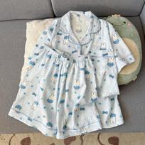 Summer new blue Miffy rabbit pajamas women's summer cardigan short-sleeved shorts two-piece loungewear S