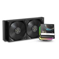 Ocypus Sigma PRO L24 Black AIO Liquid Cooler 240mm CPU Cooler with Water Flow, 3.5-inch Ultra-Narrow Bezel IPS Screen, 640x480 Resolution, Floating