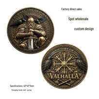 Veteran Knight Medal: Viking, Odin Raven, Challenge Coin Memorial 40x40x3mm auksas