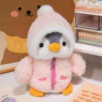 Kawai drag penguin bear plush toys four-color winter warm clothes Christmas gifts children cute soft cartoon dolls 25cm rožinė