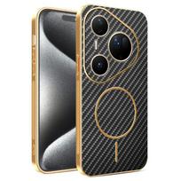 Case For Huawei Pura 80/70 Ultra New Electroplating Kevlar Magnetic Frosted Cover For Huawei Pura80 Pro Plus Shockproof Funda Huawei Pura 80 Ultra juoda