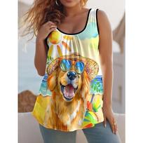 Women's Sleeveless Vest Creative Colorful Fashionable Loose Soft Leisure Summer Oversized Vest S