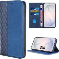 Coque pour Samsung Galaxy S26, Protection Synthécuir Motif Mosaïque Bleu Marine mėlyna