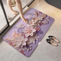 German diatomaceous earth floor mat 3D three-dimensional floral household bathroom anti slip mat 40cm x 60cm