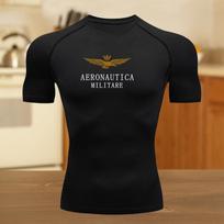 Compression T-Shirt Men Bodybuilding Sportswear Short Sleeve Moisture-Wicking Quick Dry Workout Sport Fit Tops Tee Gym Running Tight Fit S black