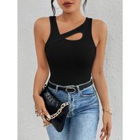 Summer Women's Fitted Hollow Sleeveless Vest Short Sleeve Versatile leisure XS