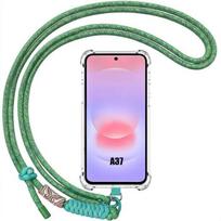 Case for Samsung Galaxy A37 5G, Shockproof Scratch-Resistant Silicone with Dark Green Lanyard žalia