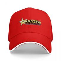 ROCKSTAR ENERGY DRINK LOGO BASEBALL CAP BLACK WITH WHITE TRIM CLASSIC FIT ADJUSTABLE HAT FOR Unisex AND Women Adjustable