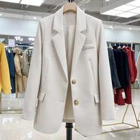 Korean British Style Versatile Casual Suit Jacket for Women Autumn Fashion Work Office Outerwear Black White Blazer Coat S