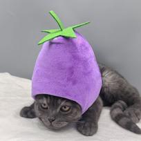Pet Party Cap Cute Banana Cat Head Cover Adjustable Soft Cat Banana Headgear Deformable Pet Headwear Photo Prop violetinė