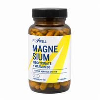FitNWell Magnesium magnio bisglicinatas su vitaminu B6, 90 kapsulių