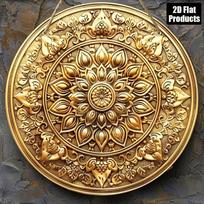Auksinė gėlių mandala metalinė sienos meno dekoracija apvalus geležinis plakatas namų dekoras beige