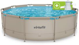 VirtuFit lauko baseinas su rėmu 366x100 cm su filtravimo siurbliu beige | 8718591686832 | 8718591686832