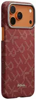 Dėklas PITAKA Ultra-Slim Monogram MagSafe skirtas Apple iPhone 17 Pro Max aukso spalvos red