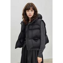 Down cotton vest women's autumn and winter short hooded new loose small vest vest vest jacket M