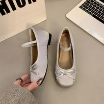 Luxury Satin Silk Bow Ballet Shoes Woman Mary Jane Flats Sandals 2025 New Brand Classic Bowtie Elastic Band Ladies Soft Loafers 35