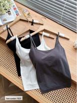 Modal Cashmere Brushed Mulberry Silk Women's Warm Vest with Integrated Cup Camisole Gray