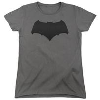 Justice League Movie Batman Logo Womens T Shirt Charcoal S black